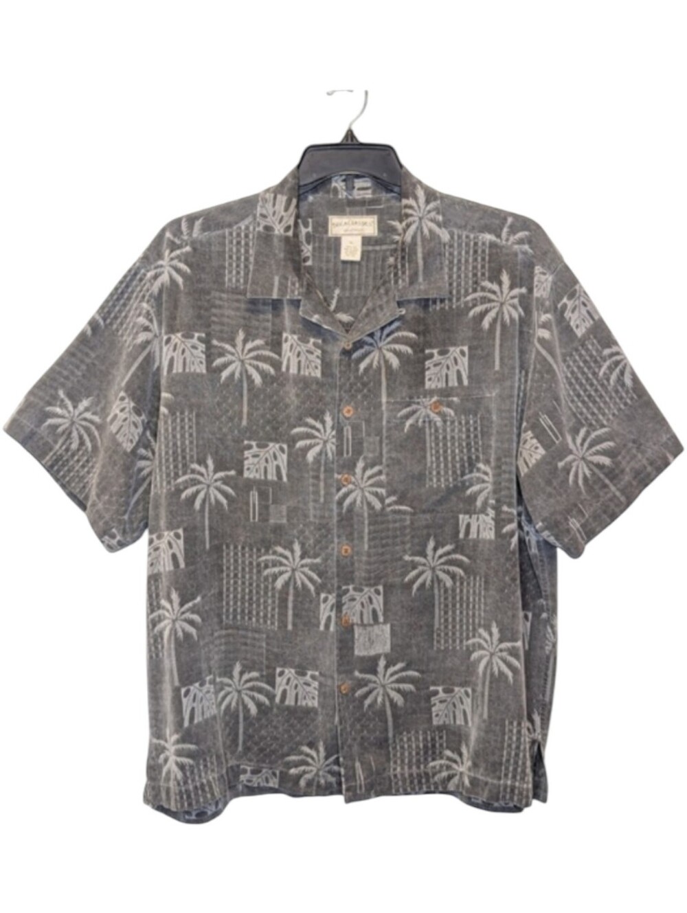 Boca Classics 100% Silk Hawaiian Shirt Palm Tree Island Print XL